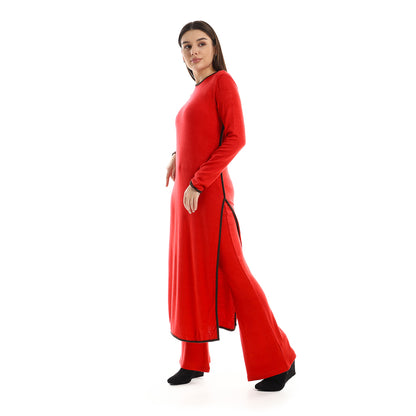 Jamila Women Set Of Side Slit Cotton Top & Comfy Pants