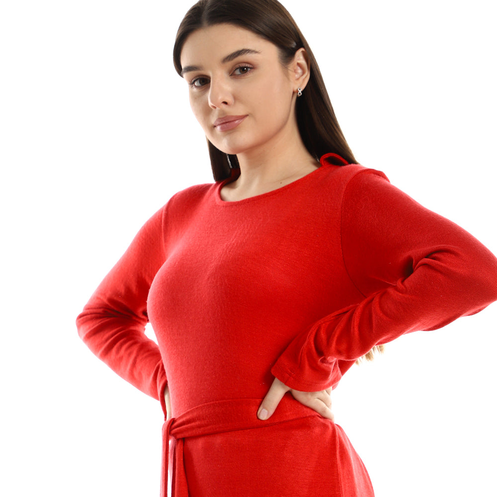 Jamila Women Set Of Side Slits Skirt With Plain Round Top