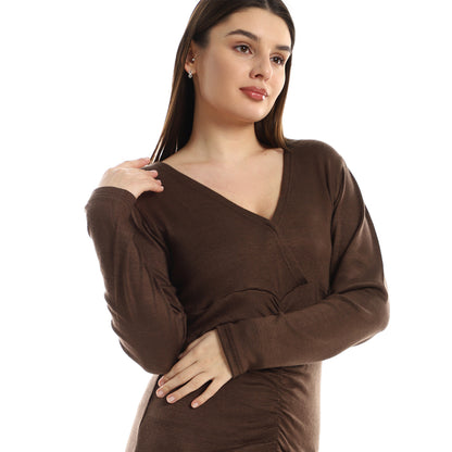 فستان جميلا نسائي سهل الارتداء بفتحة رقبة على شكل حرف V