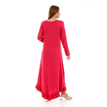 Jamila Women Ruffle Trim Slip On Plain Dress