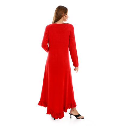 Jamila Women Ruffle Trim Slip On Plain Dress