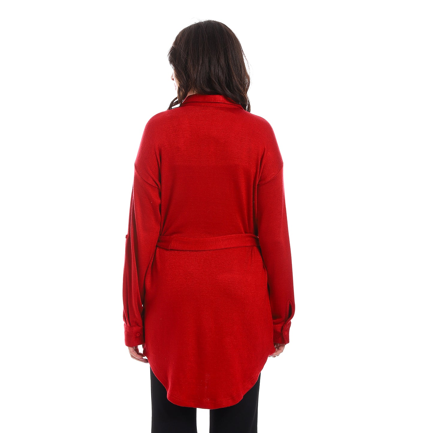 Long Sleeves Buttons Down Closure Belted Shirt