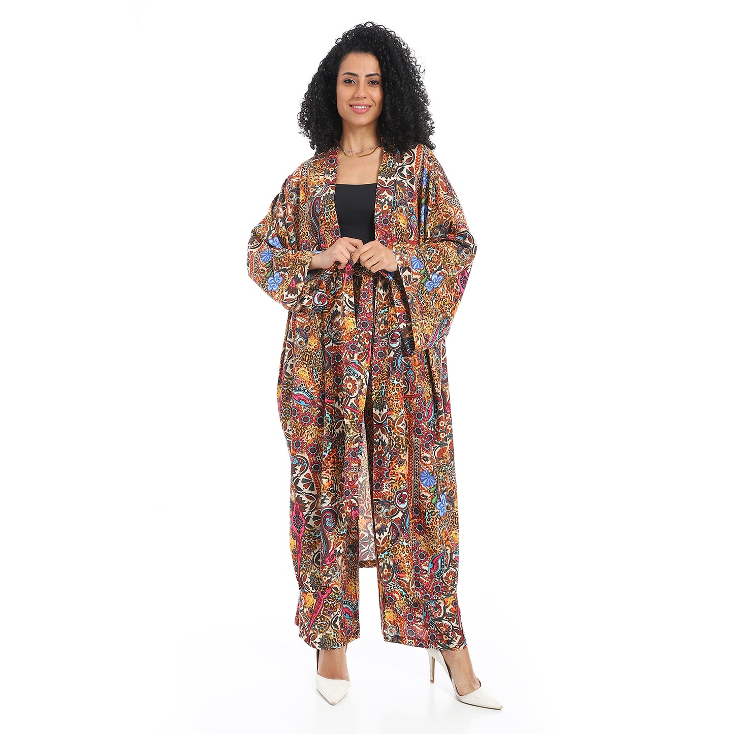 Women's Kimono Floral Pants Suit