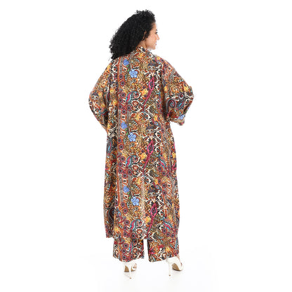 Women's Kimono Floral Pants Suit