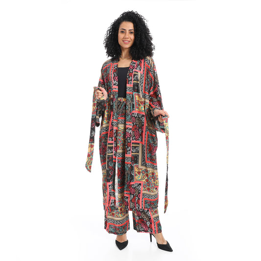 Women's Kimono Floral Pants Suit