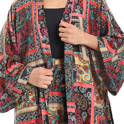 Women's Kimono Floral Pants Suit