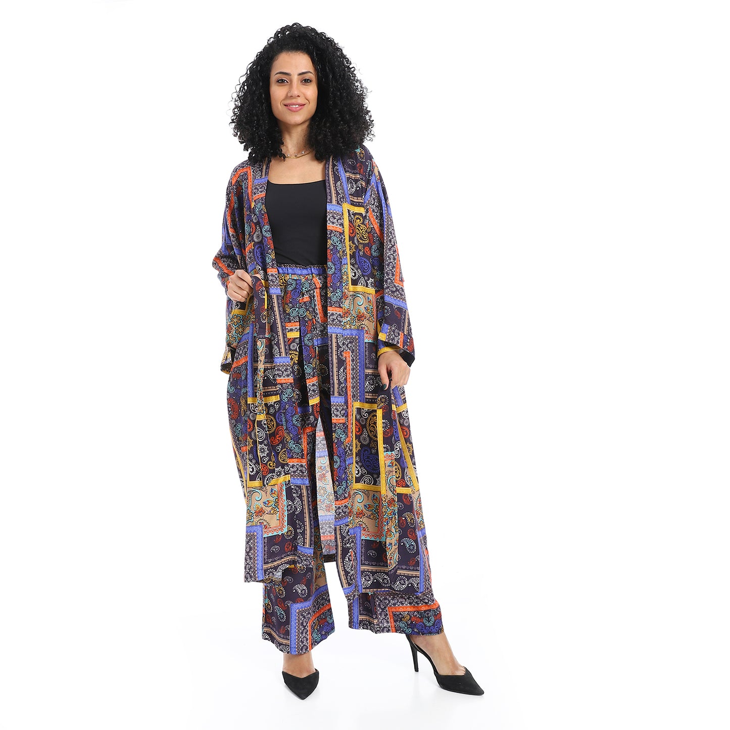 Women's Kimono Floral Pants Suit