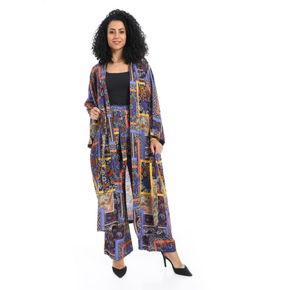Women's Kimono Floral Pants Suit