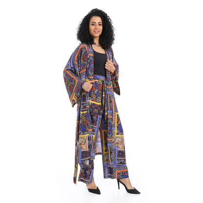 Women's Kimono Floral Pants Suit