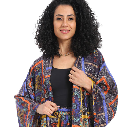Women's Kimono Floral Pants Suit