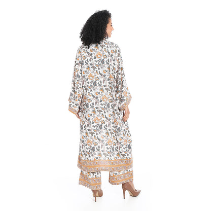 Women's Kimono Floral Pants Suit