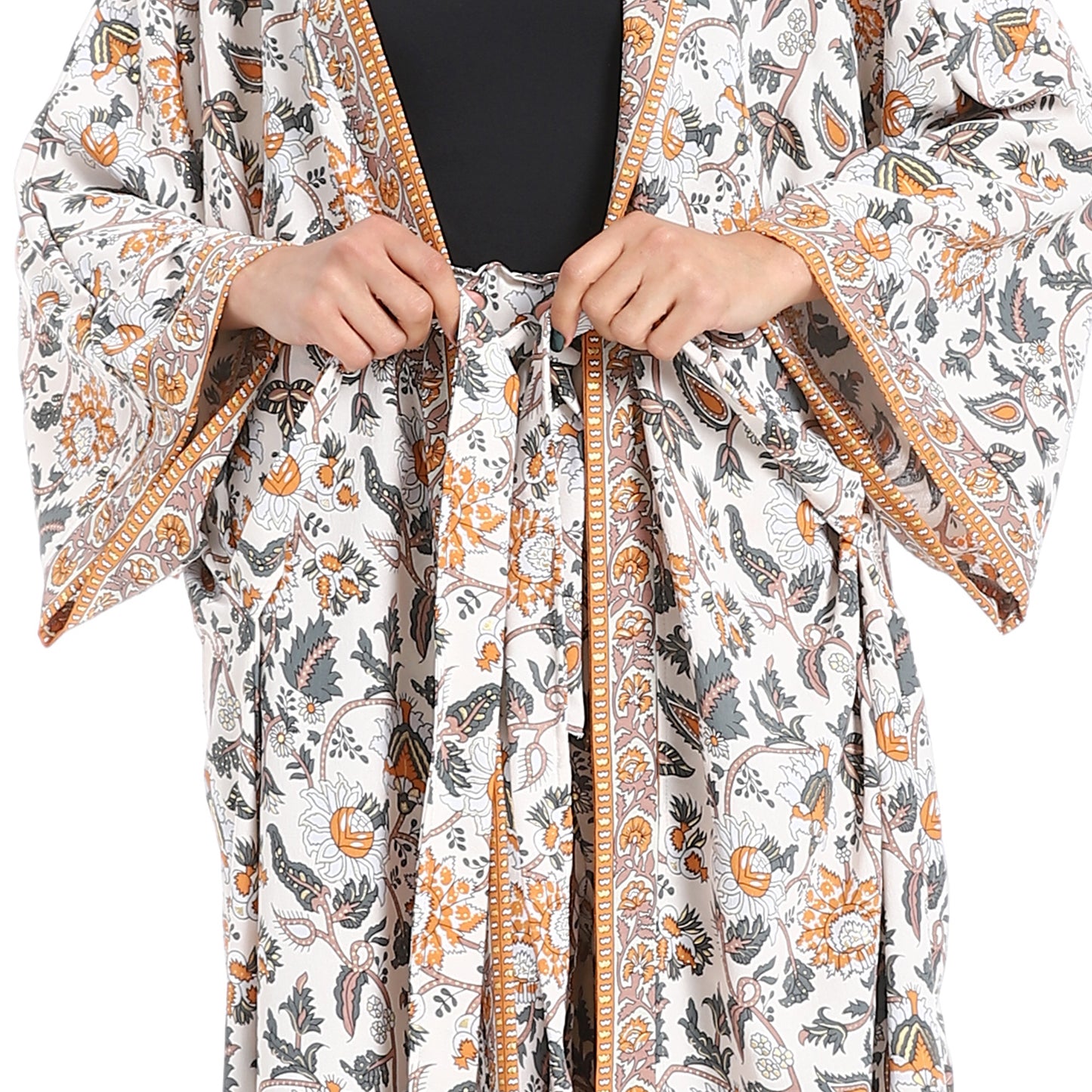 Women's Kimono Floral Pants Suit