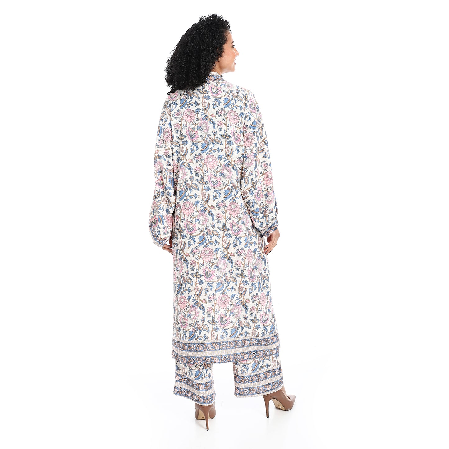 Women's Kimono Floral Pants Suit