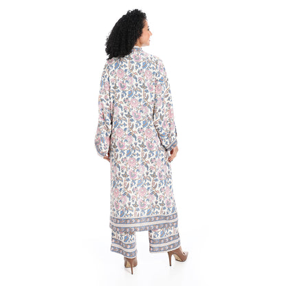 Women's Kimono Floral Pants Suit