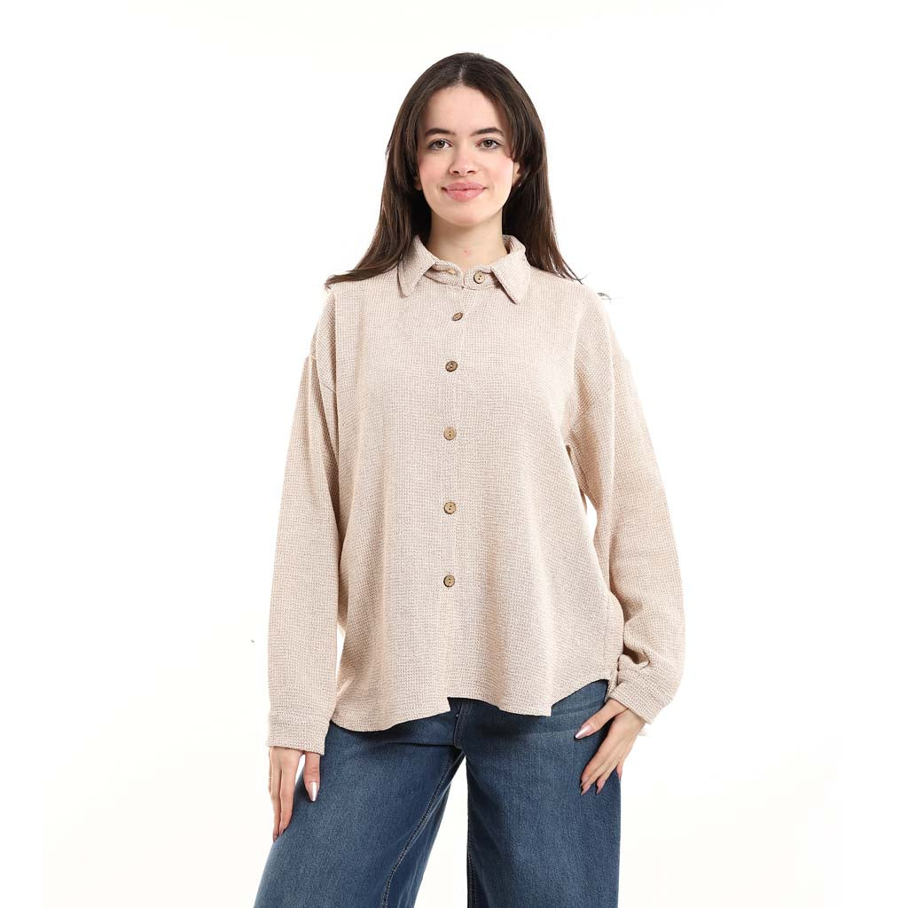 Oversized Button-Down Tunic Shirt
