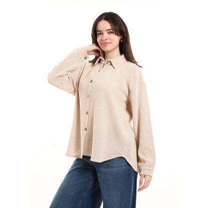Oversized Button-Down Tunic Shirt