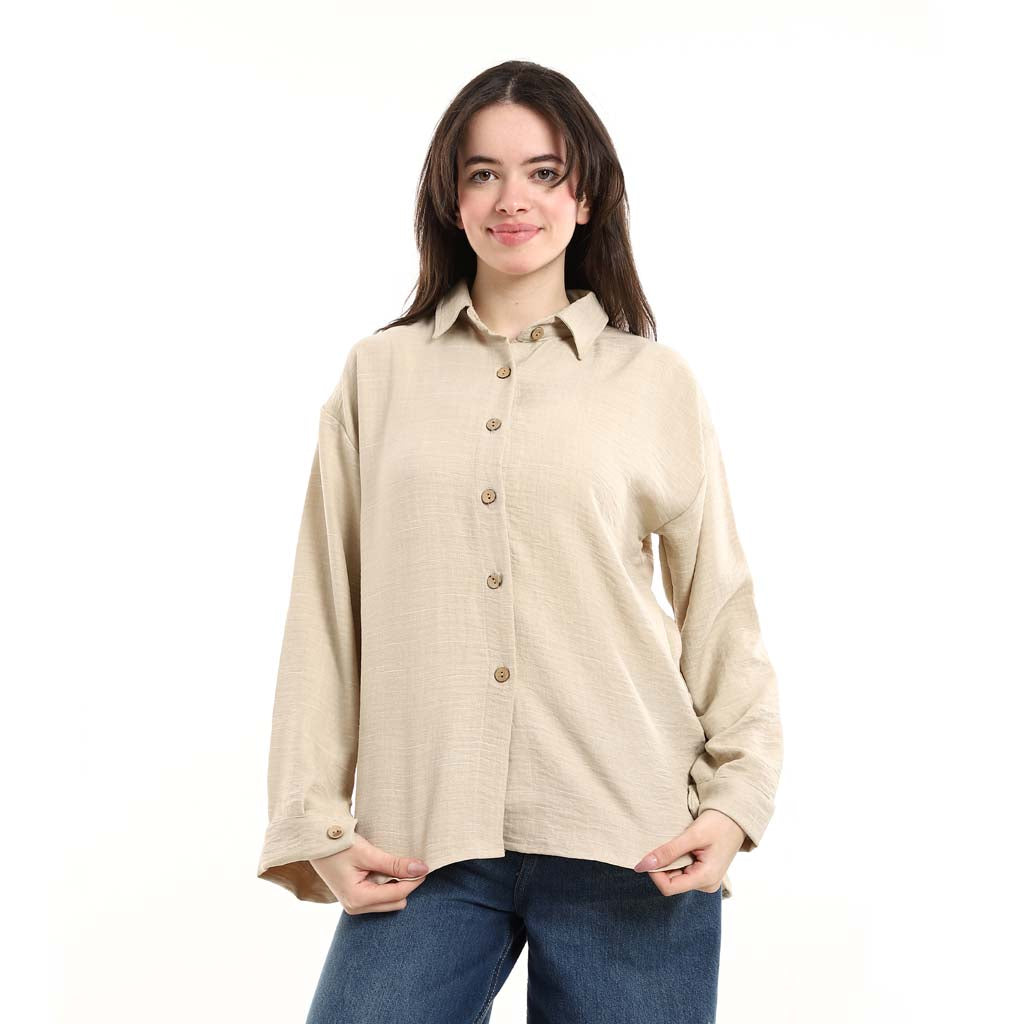 Oversized Button-Down Tunic Shirt