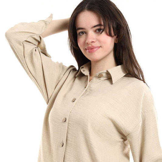 قميص تونيك بأزرار كبيرة الحجم