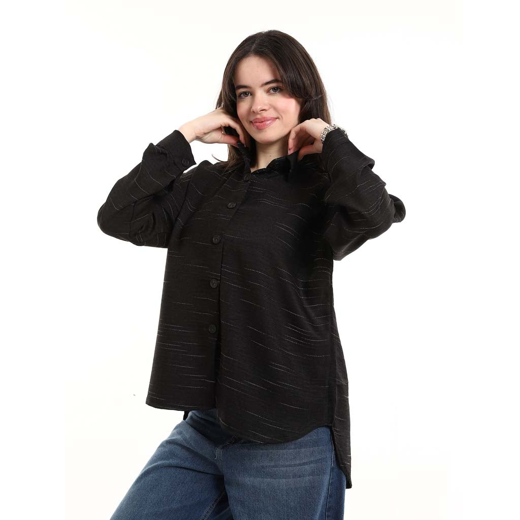 Oversized Button-Down Tunic Shirt