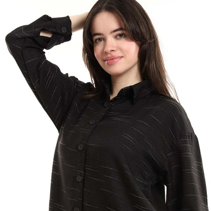 Oversized Button-Down Tunic Shirt