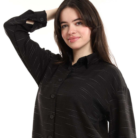 قميص تونيك بأزرار كبيرة الحجم