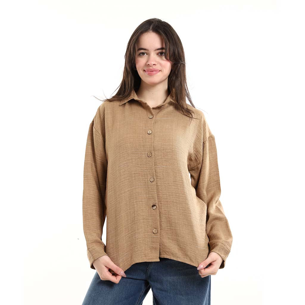 Oversized Button-Down Tunic Shirt