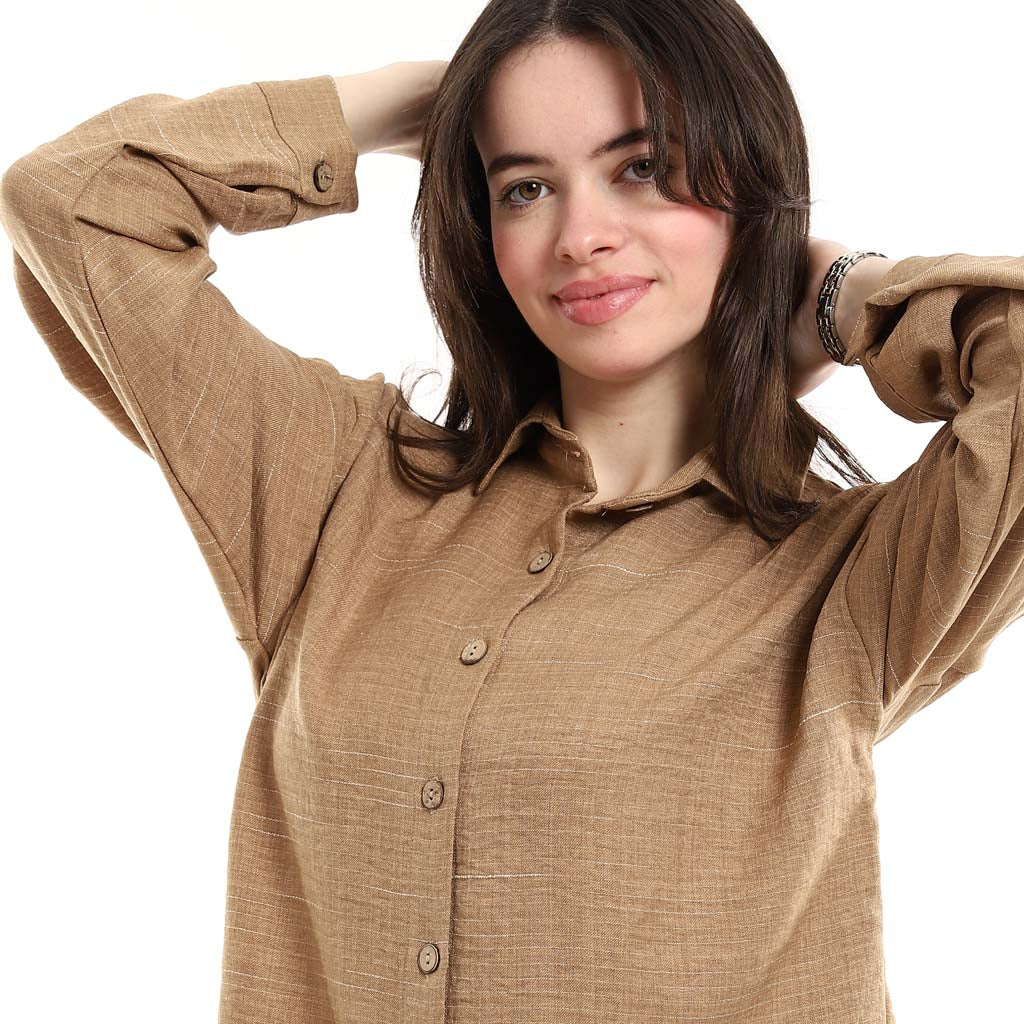 Oversized Button-Down Tunic Shirt