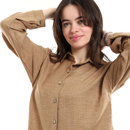 Oversized Button-Down Tunic Shirt