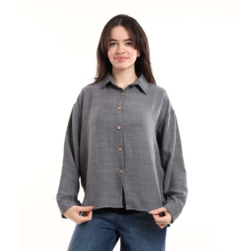 Oversized Button-Down Tunic Shirt