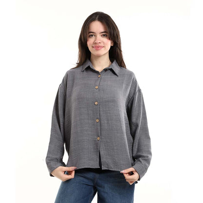 Oversized Button-Down Tunic Shirt