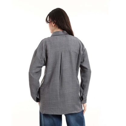Oversized Button-Down Tunic Shirt