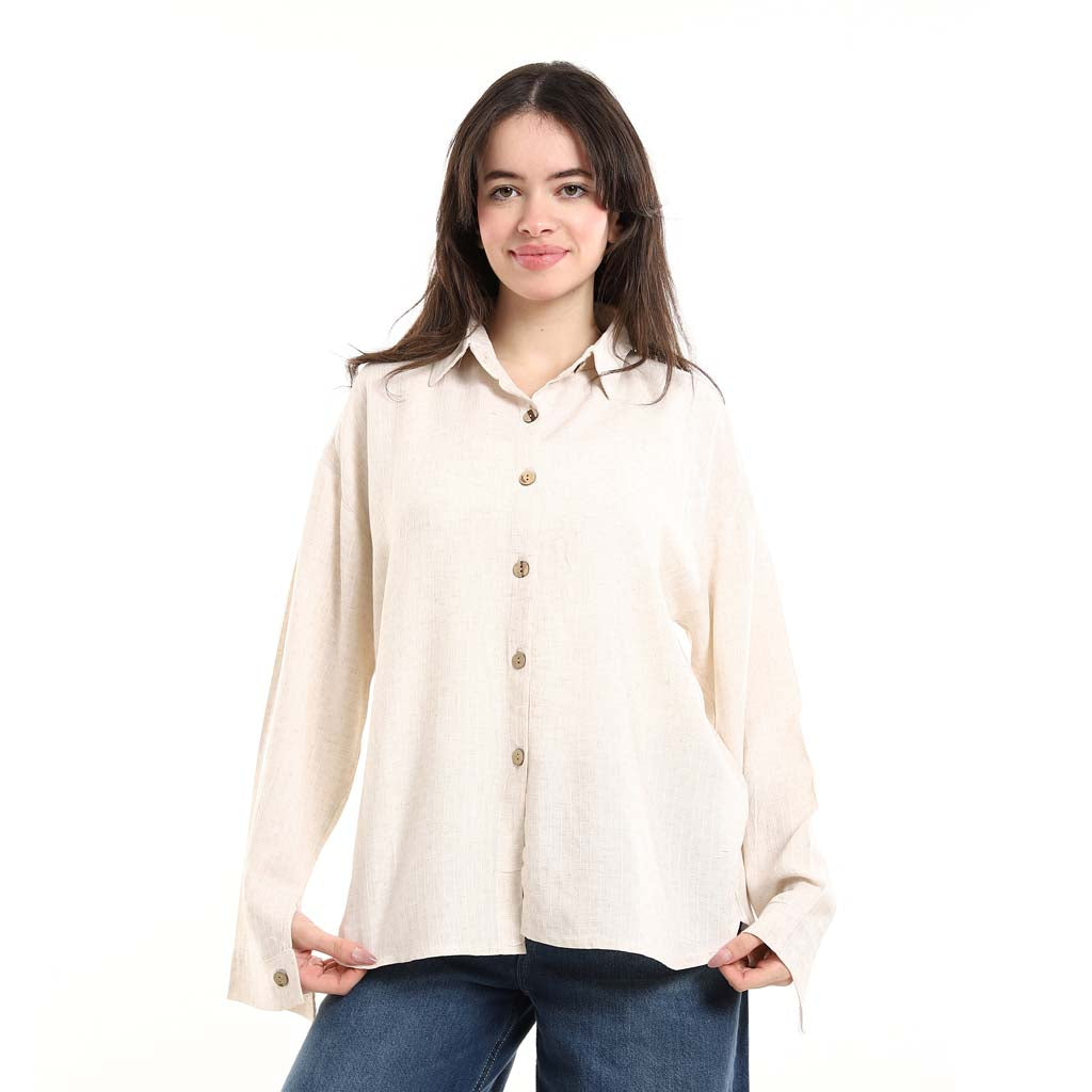 Oversized Button-Down Tunic Shirt