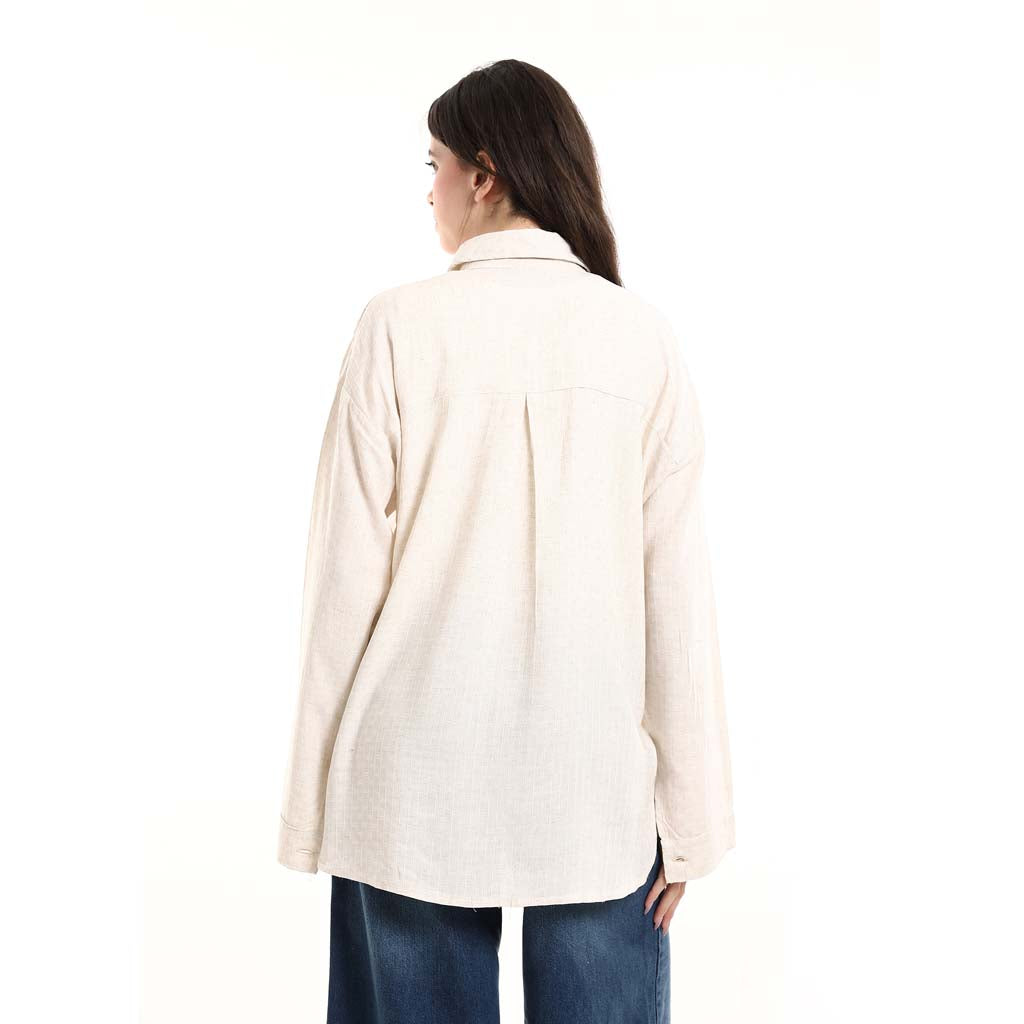 Oversized Button-Down Tunic Shirt