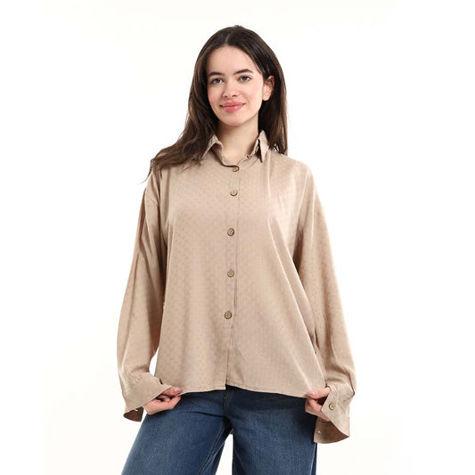 قميص تونيك بأزرار كبيرة الحجم