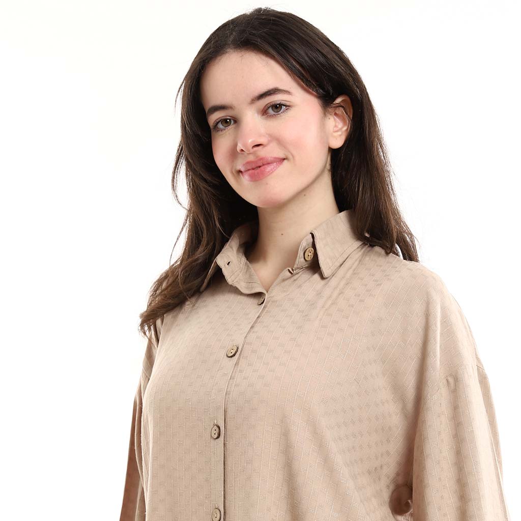 Oversized Button-Down Tunic Shirt