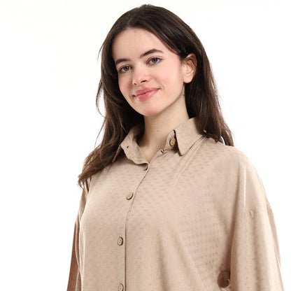 Oversized Button-Down Tunic Shirt