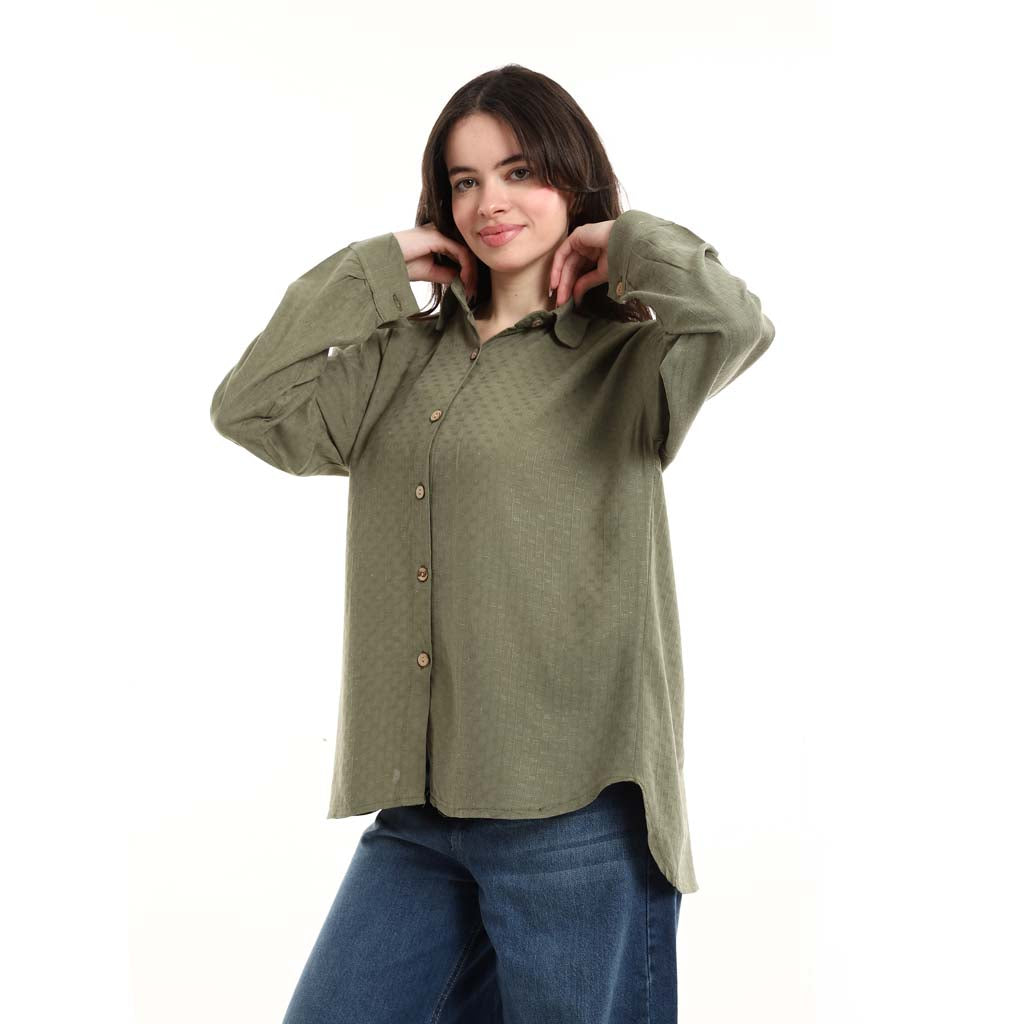 Oversized Button-Down Tunic Shirt