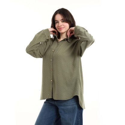 Oversized Button-Down Tunic Shirt