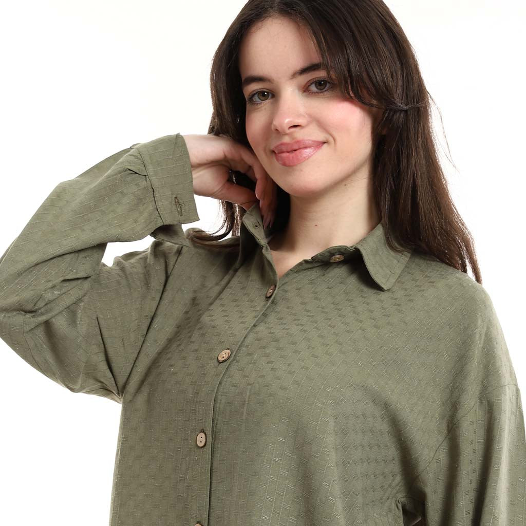 Oversized Button-Down Tunic Shirt