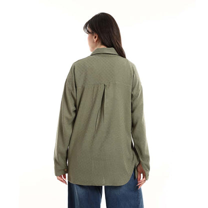 Oversized Button-Down Tunic Shirt