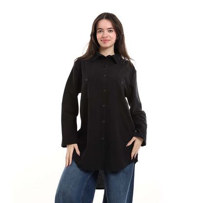 Oversized Button-Down Tunic Shirt
