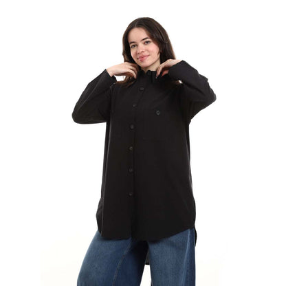 Oversized Button-Down Tunic Shirt