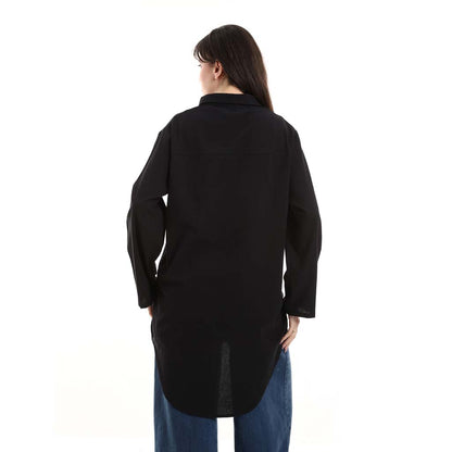 Oversized Button-Down Tunic Shirt