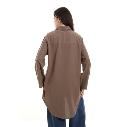 Oversized Button-Down Tunic Shirt
