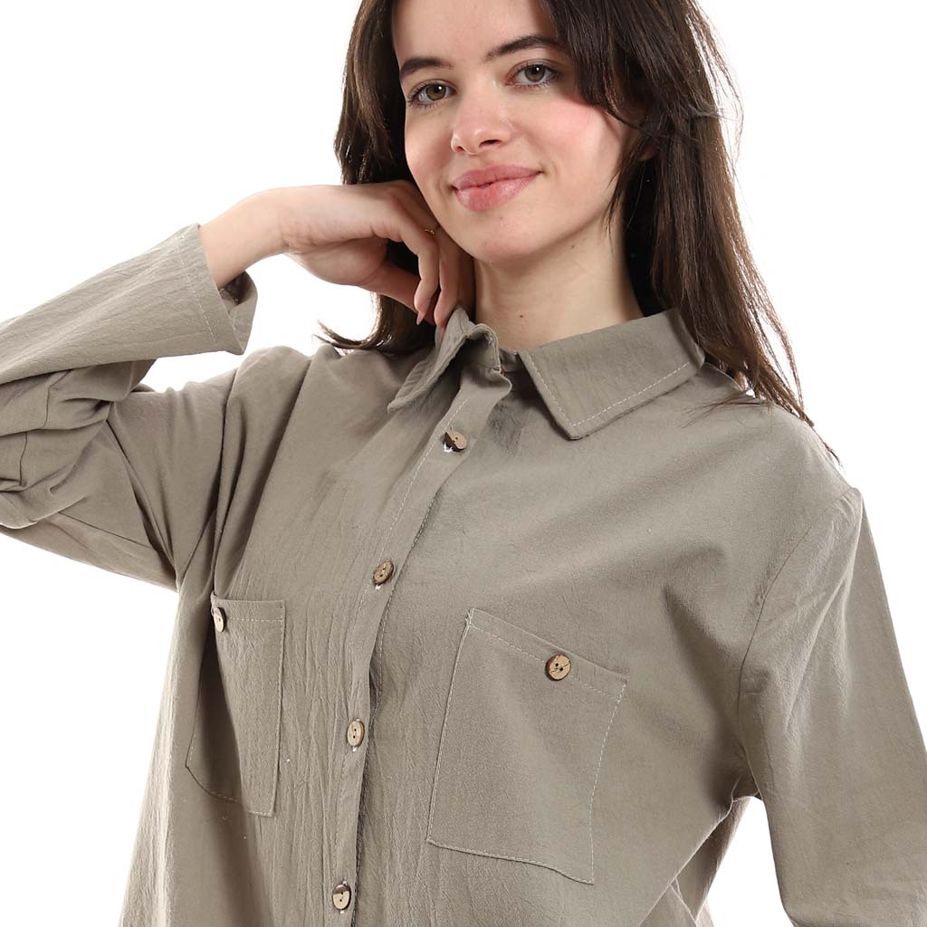 Oversized Button-Down Tunic Shirt