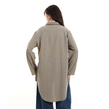 Oversized Button-Down Tunic Shirt