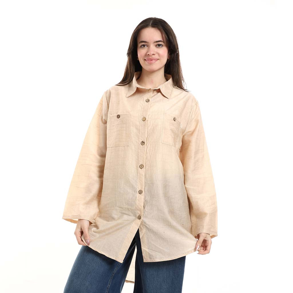 Oversized Button-Down Tunic Shirt