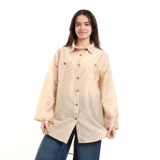 قميص تونيك بأزرار كبيرة الحجم