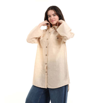 Oversized Button-Down Tunic Shirt