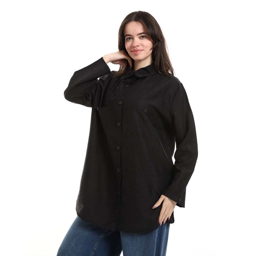 Oversized Button-Down Tunic Shirt